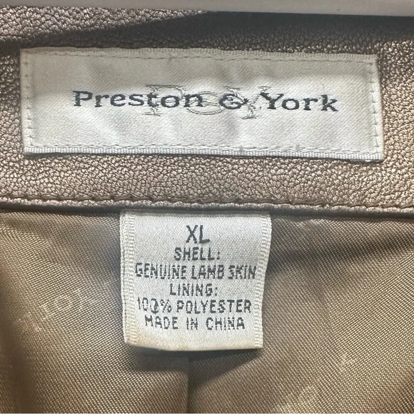 Vintage Preston & York Metallic Brown Leather Jacket Coat Women Bronze sz XL - Picture 8 of 9